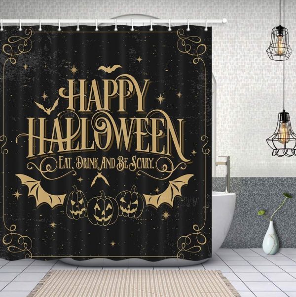 Bat With Pumpkin Shower Curtain
